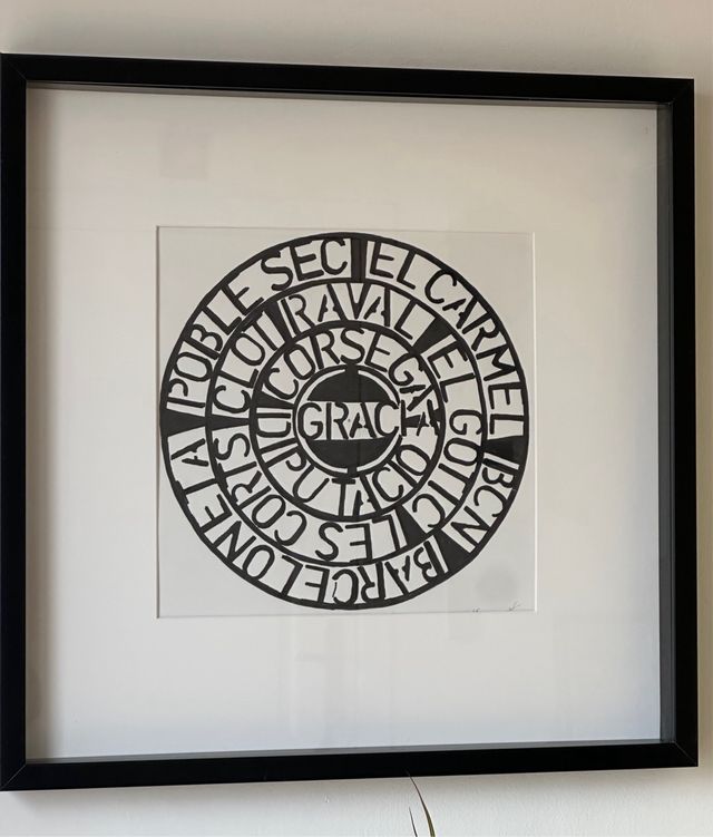 Cuadro dibujo en tinta .Barrios de Barcelona