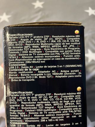 Reproductor DVD TDT Portátil