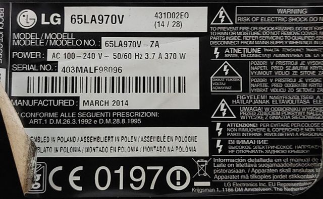 Placa t-con 6870C-0466B TV LG 62LA970V