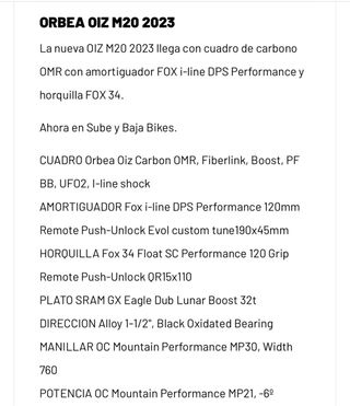 ORBEA OIZ M20 TR  2023. TALLA L