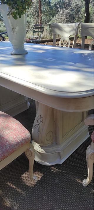 Mesa comedor madera maciza extensible y 6 sillas