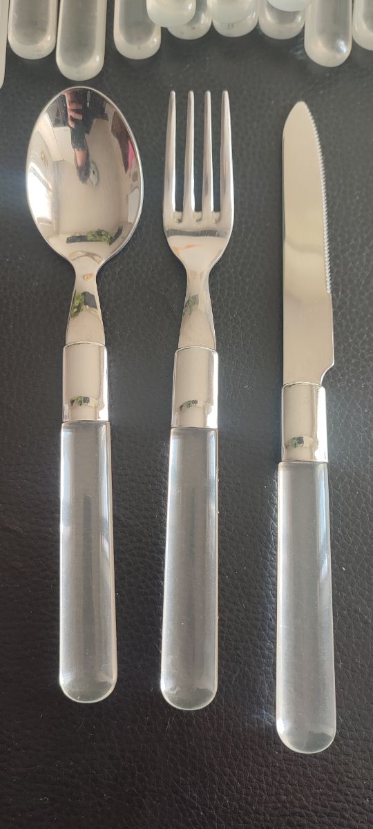 Posate acciaio inox e alabastro 