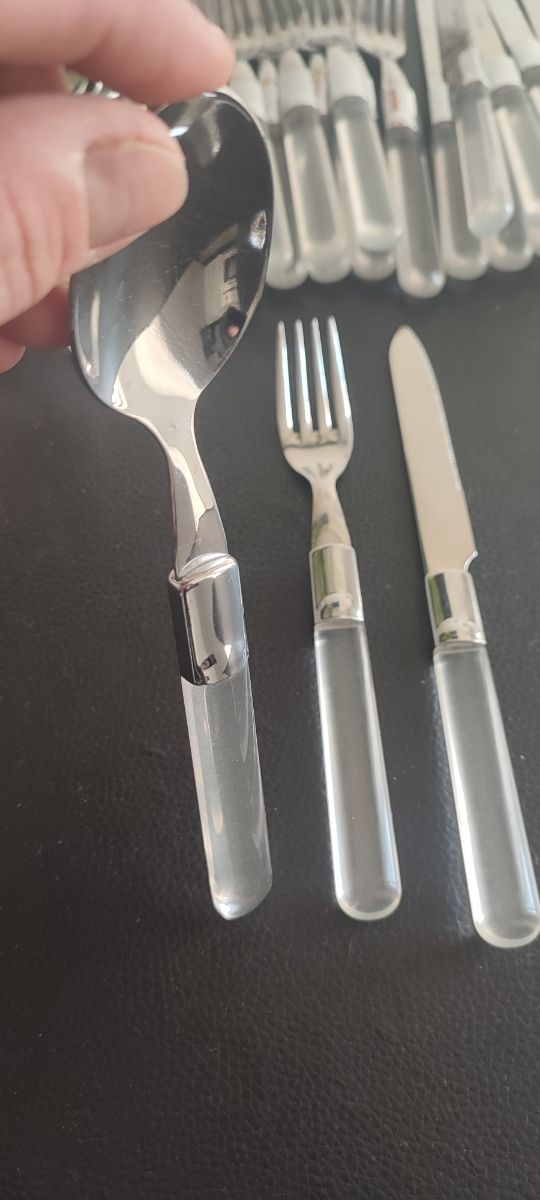 Posate acciaio inox e alabastro 