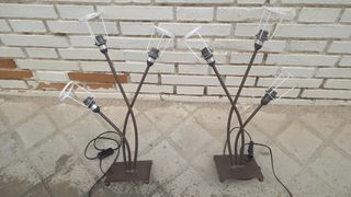 Lampara sobremesa forja con 3 puntos luz vintage