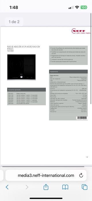 Placa induccion NEFF