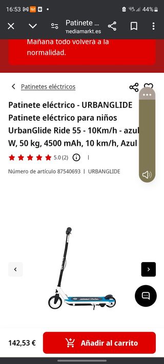 Patinete electrico Urban glide 