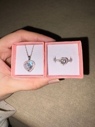 Anillo Pandora y Colgante Corazon de Circonitas 