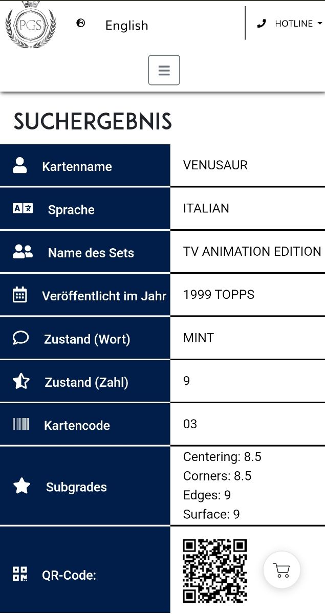 Venusaur topps PGS 9