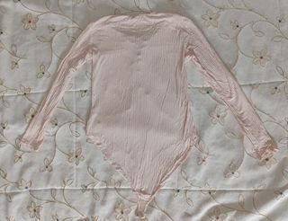 Body canalé rosa manga larga 