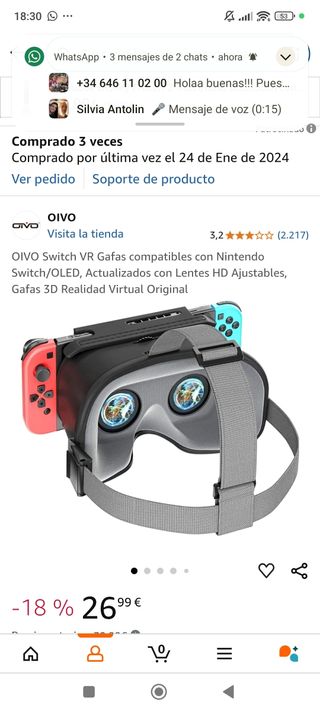 Gafas Nintendo switch lite 