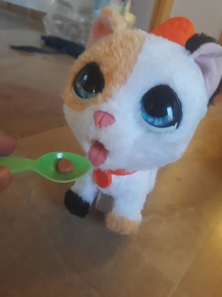 Gato FunReal con correa y chuches.