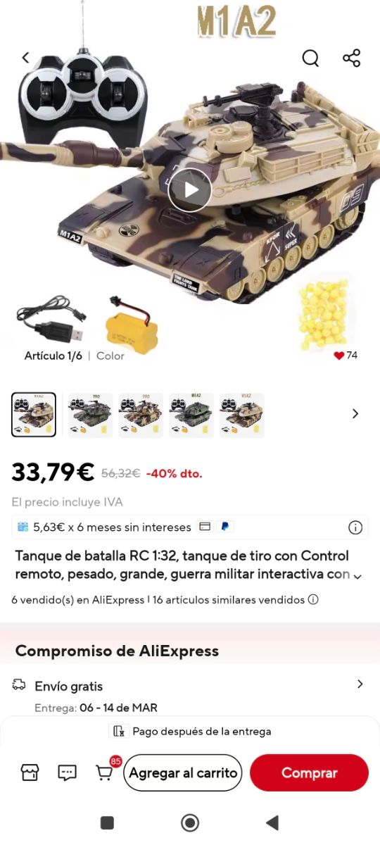 Tanque rc.dispara bla.