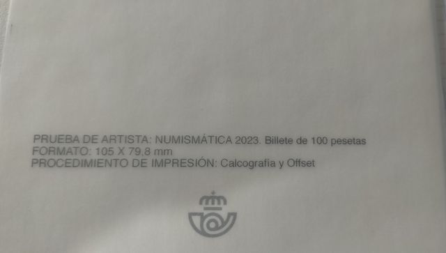 Numismática 2023. Billete de 100 ptas