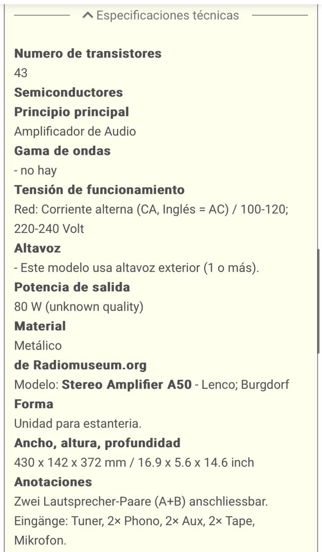 Lenco A 50 stereo amplifier 1977