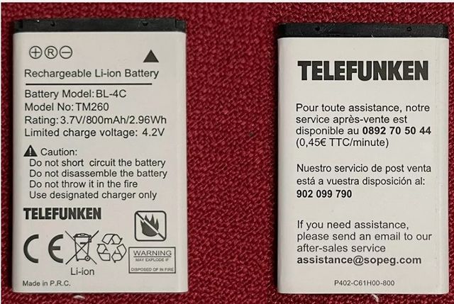 Bateria telefonos telefunken todos model
