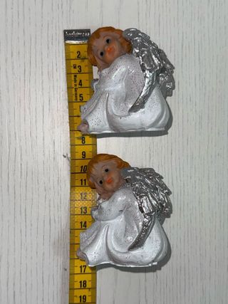 Lotto 2 angeli decorativi con ali argententate