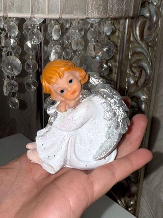 Lotto 2 angeli decorativi con ali argententate