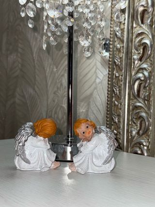 Lotto 2 angeli decorativi con ali argententate