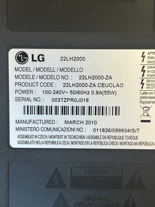 Televisión LG 21 pulsadas