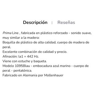 Flauta Mollenhauer 1095 blau prima penta