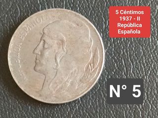 5 Céntimos 1937 - II República Española 