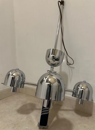 Lampadario vintage acciaio vetro murano