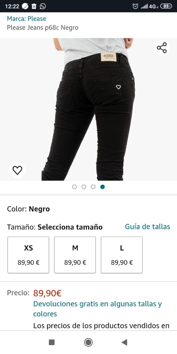 Pantalón negro mujer marca please talla 34
