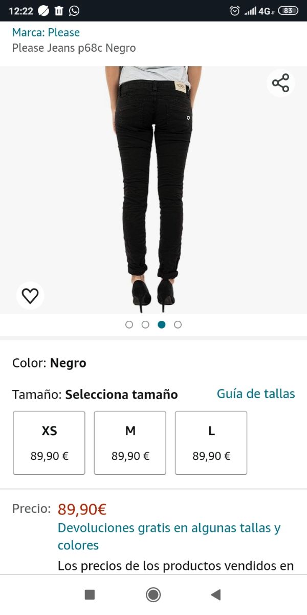 Pantalón negro mujer marca please talla 34