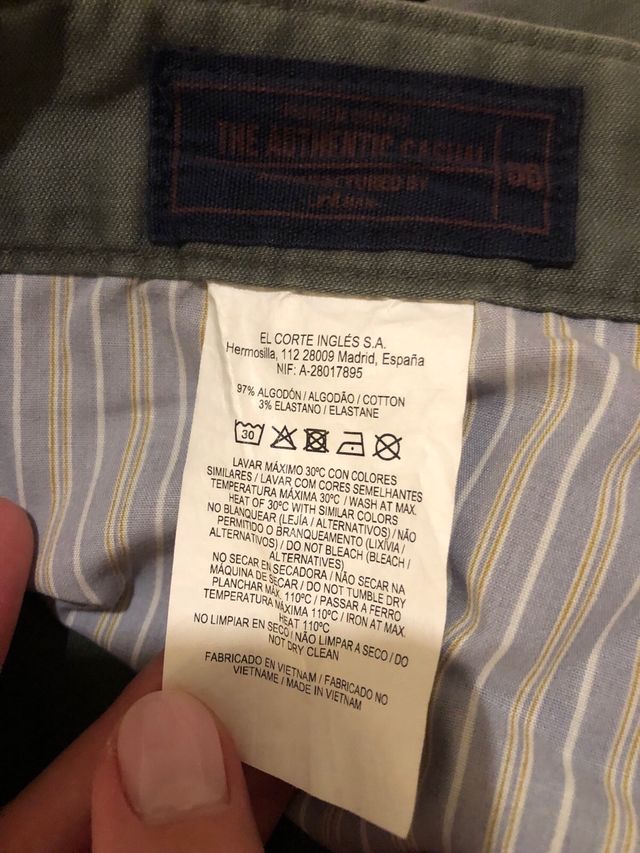 Pantalon chino hombre talla 56 El corte Ingles