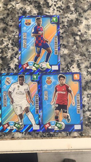 Cromos Ansu Fati Kubo y Rodrygo meteorito 19/20