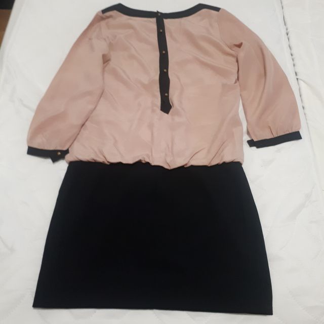 Vestido rosa palo y negro t38