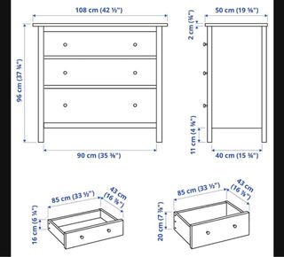 Cassettiera con 3 cassetti (vetro incluso)