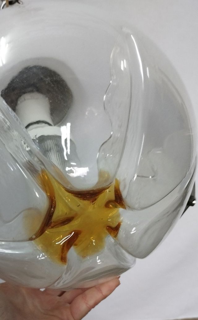 Lampadario vetro e acciaio vintage