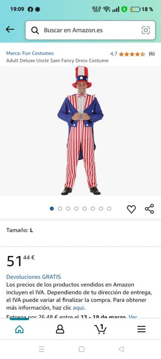 Disfraz americano carnaval