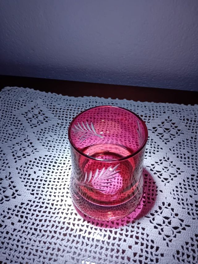 Sei bicchieri vintage rosa lampone