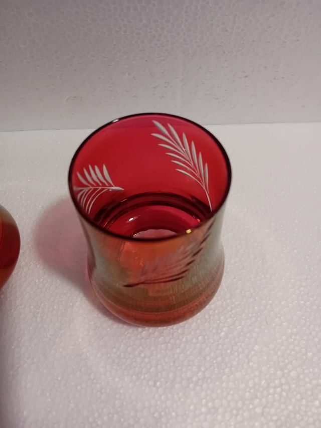 Sei bicchieri vintage rosa lampone