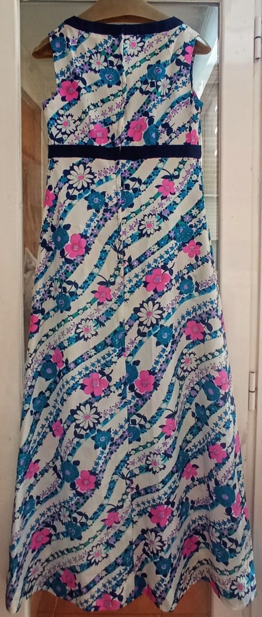 Maxi vestido vintage 70s Floral Verde