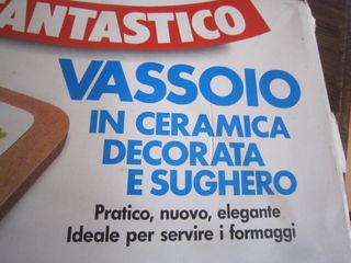 porta formaggi vintage in ceramica e sughero