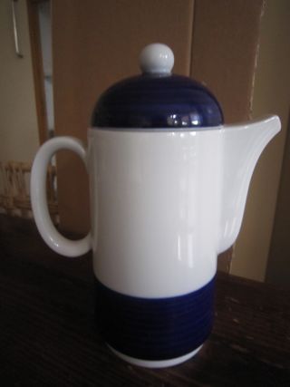 caffettiera / teiera vintage bianca blu 