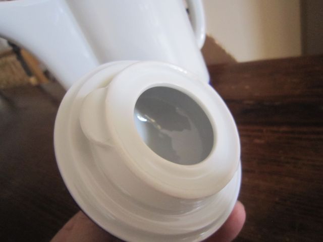 caffettiera / teiera vintage bianca blu