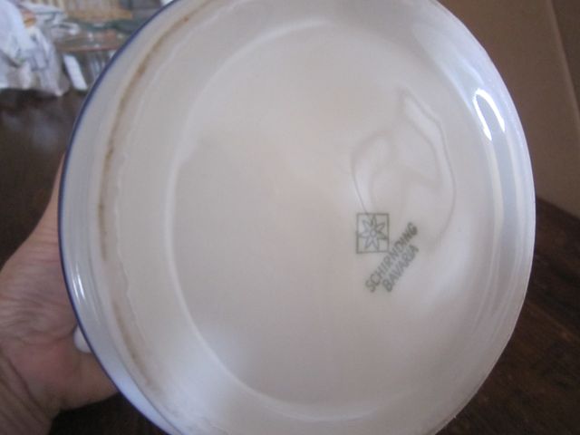 caffettiera / teiera vintage bianca blu