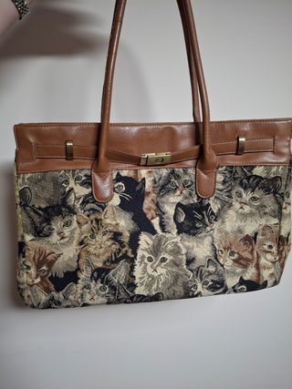Bolso grande estampado de gatitos