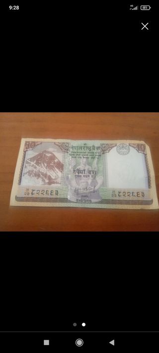 Billetes de la India y Nepal