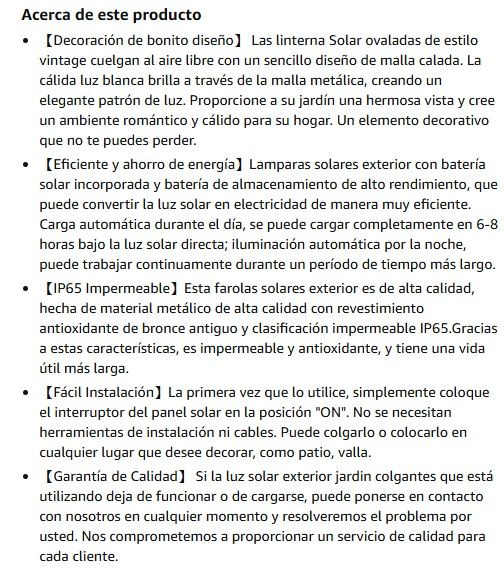 Farolillos Solares Exterior, Collasis IP65 Imperme