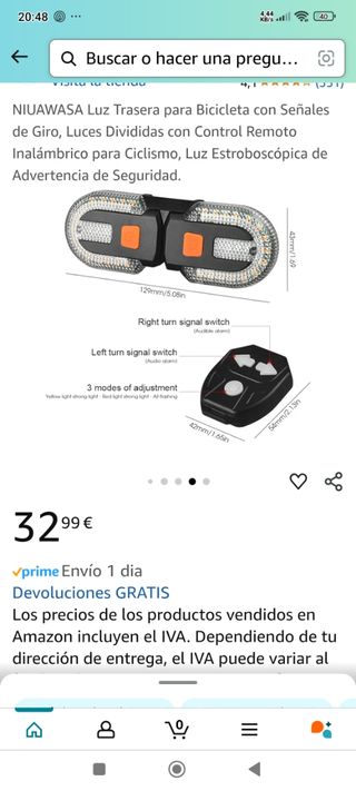 Intermitente para bicicleta o patinete