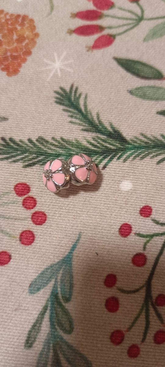 Charm cierre flor rosa compatible con Pandora