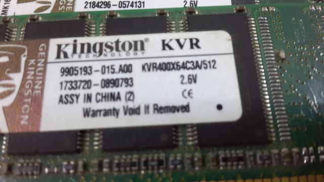 RAM DDR KINGSTON KVR400X64C3A/512 (4 MOD de 512MG)