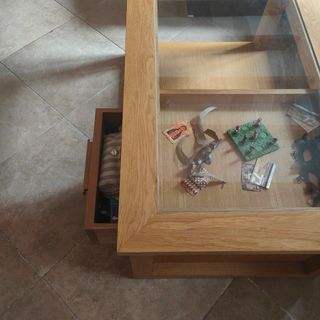Mesa de centro elevable,madera de roble.