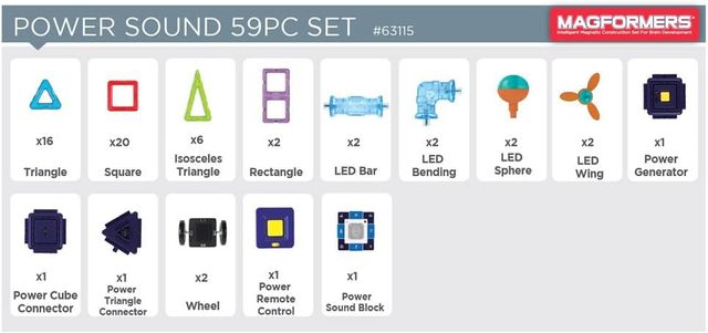 Set STEM Magformers Power Sound (59 pezzi)