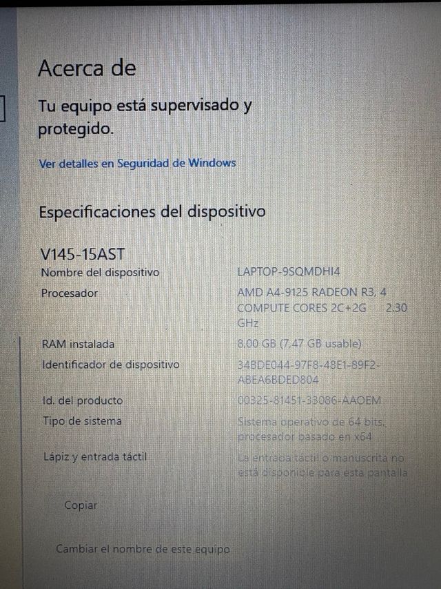 Ordenador portatil Lenovo 15”